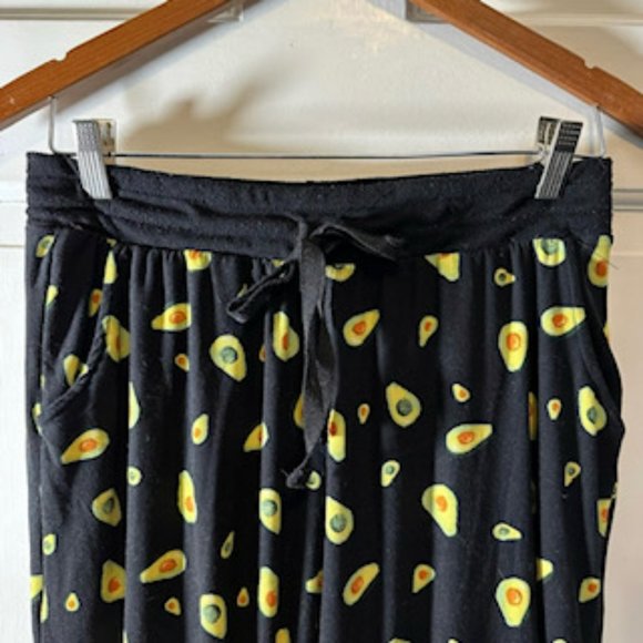 Black Drawstring Joggers with Avocado Pattern - Picture 9 of 11